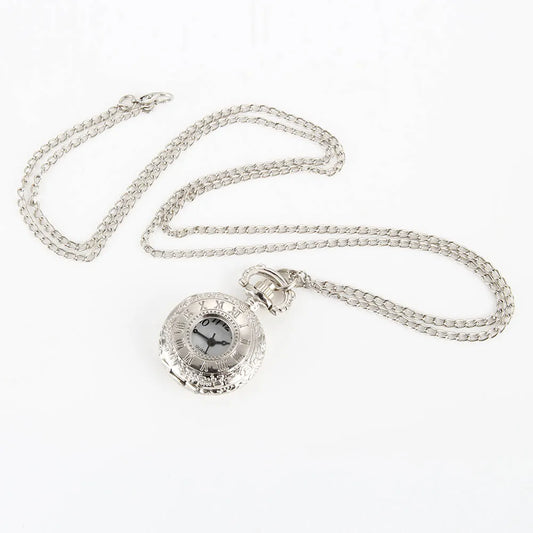 Fashion Vintage Alloy Number Dual Time Display Clock Necklace Chain Watches Birthday Gifts
