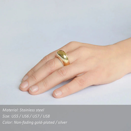 SUNIBI Fashion Simple Stainless Steel Rings for Women Arc Rings Jewellery Couple Anniversary Geometric Ring Size 5 6 7 8 Jewelry