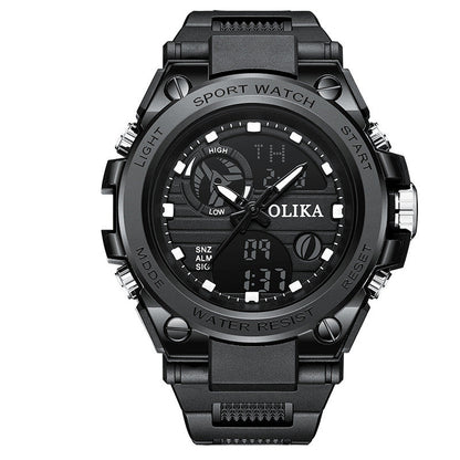 Reloj electrónico de cuarzo multifuncional para hombre, con doble pantalla, resistente al agua, para deportes al aire libre, resistente a los golpes, para estudiantes