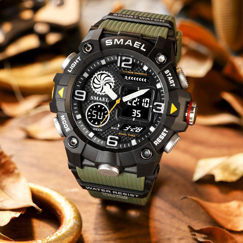 Reloj deportivo para hombre con doble hora, resistente al agua 50M, relojes militares, cronógrafo, alarma, reloj de pulsera para el ejército