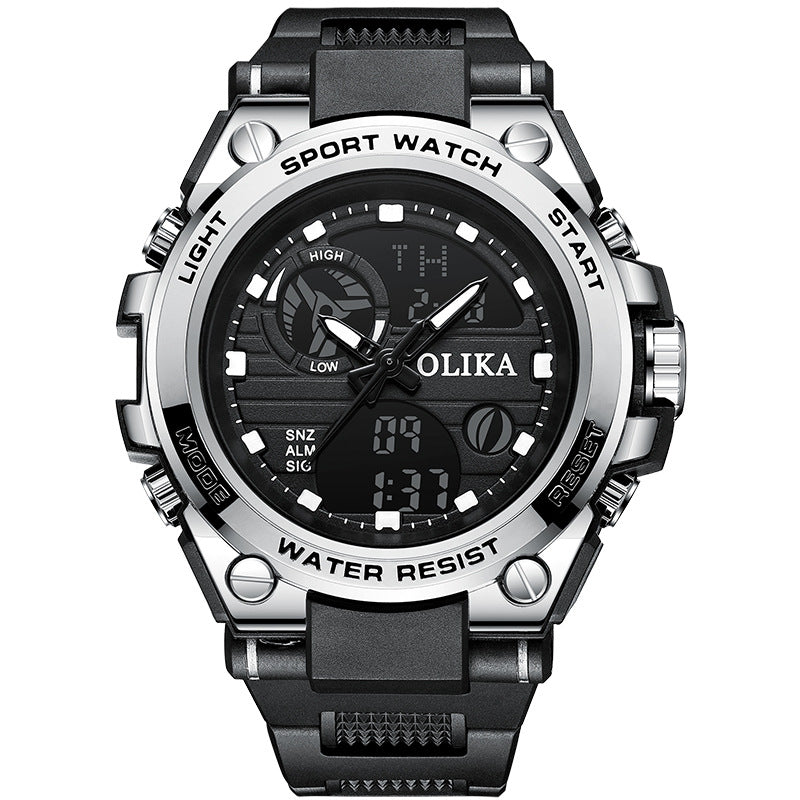 Reloj electrónico de cuarzo multifuncional para hombre, con doble pantalla, resistente al agua, para deportes al aire libre, resistente a los golpes, para estudiantes