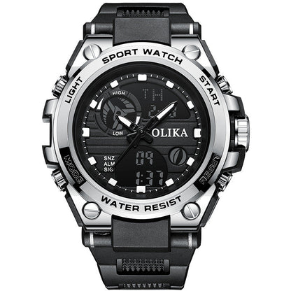 Reloj electrónico de cuarzo multifuncional para hombre, con doble pantalla, resistente al agua, para deportes al aire libre, resistente a los golpes, para estudiantes