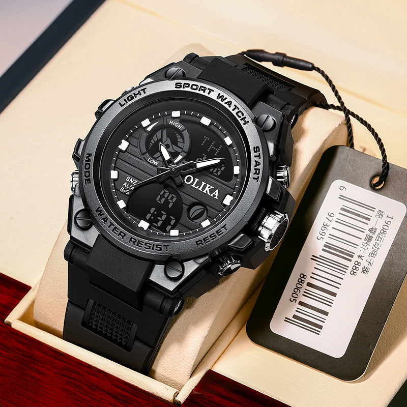 Reloj electrónico de cuarzo multifuncional para hombre, con doble pantalla, resistente al agua, para deportes al aire libre, resistente a los golpes, para estudiantes