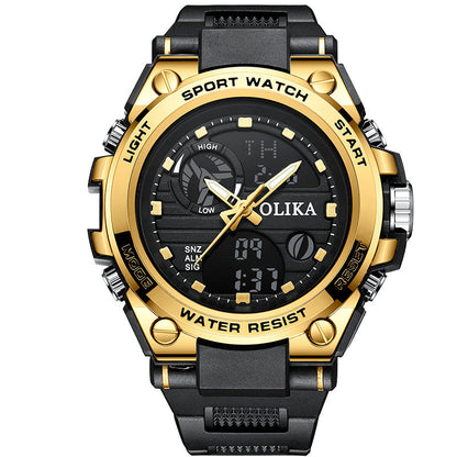 Reloj electrónico de cuarzo multifuncional para hombre, con doble pantalla, resistente al agua, para deportes al aire libre, resistente a los golpes, para estudiantes