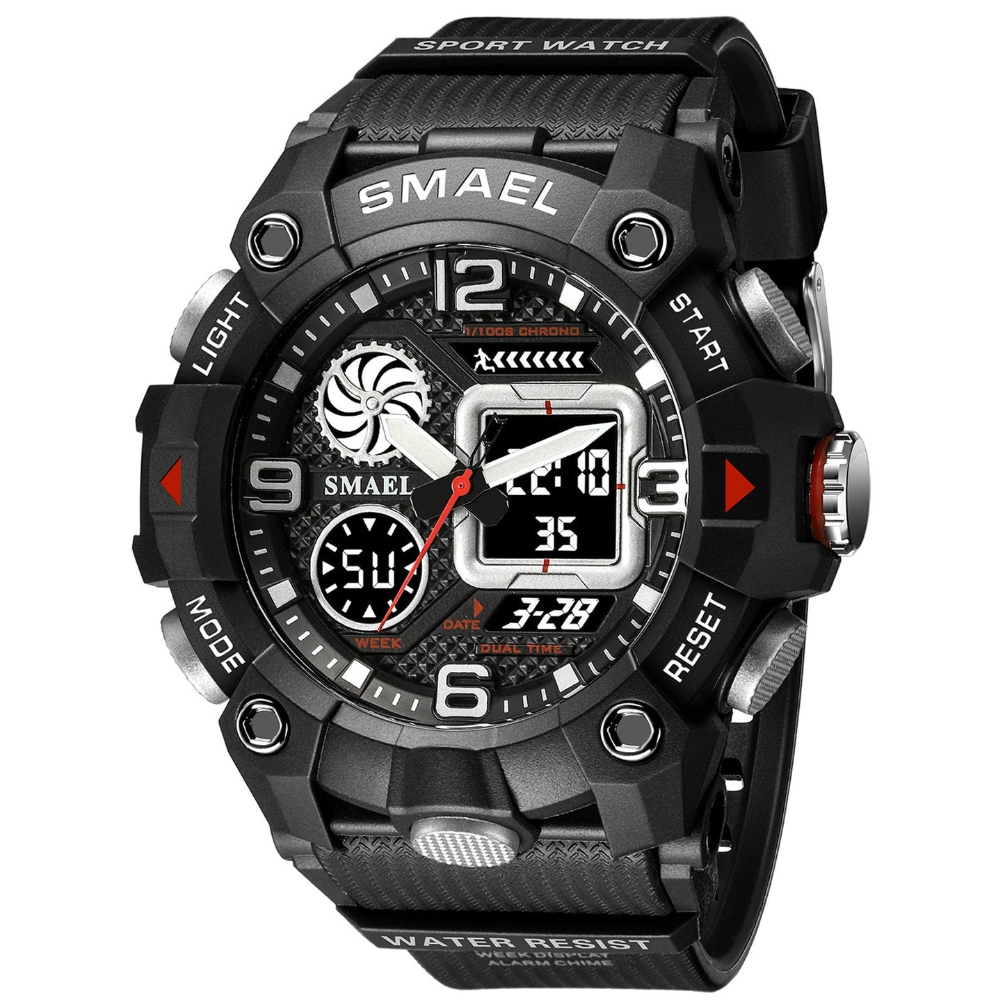 Reloj deportivo para hombre con doble hora, resistente al agua 50M, relojes militares, cronógrafo, alarma, reloj de pulsera para el ejército