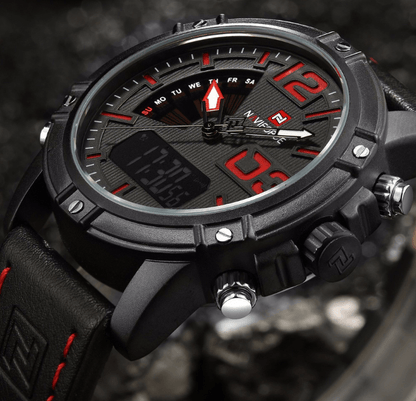 Men's Multifunction Digital Analog Waterproof Watch With Alarm And Automatic Time Zones Unique Design Excellent Gift