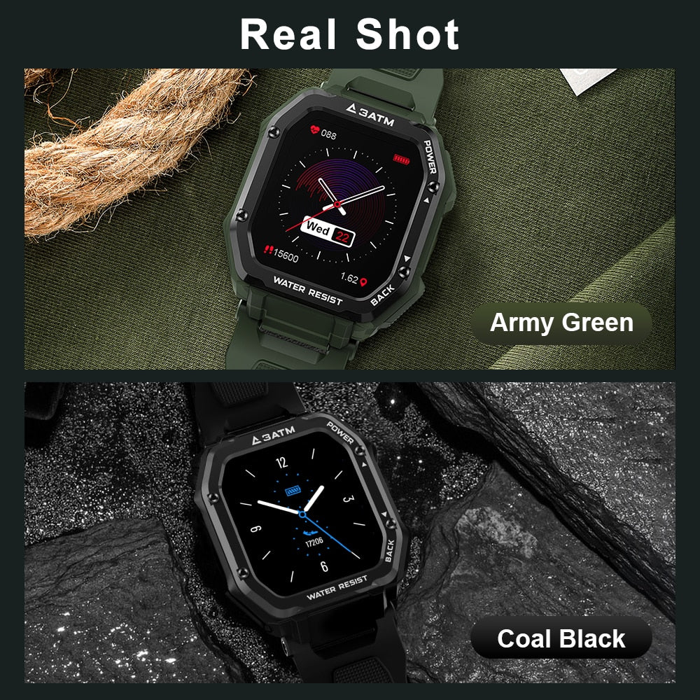Reloj inteligente ROCK resistente para hombres, reloj deportivo para exteriores, impermeable, rastreador de actividad física, monitor de presión arterial, reloj inteligente