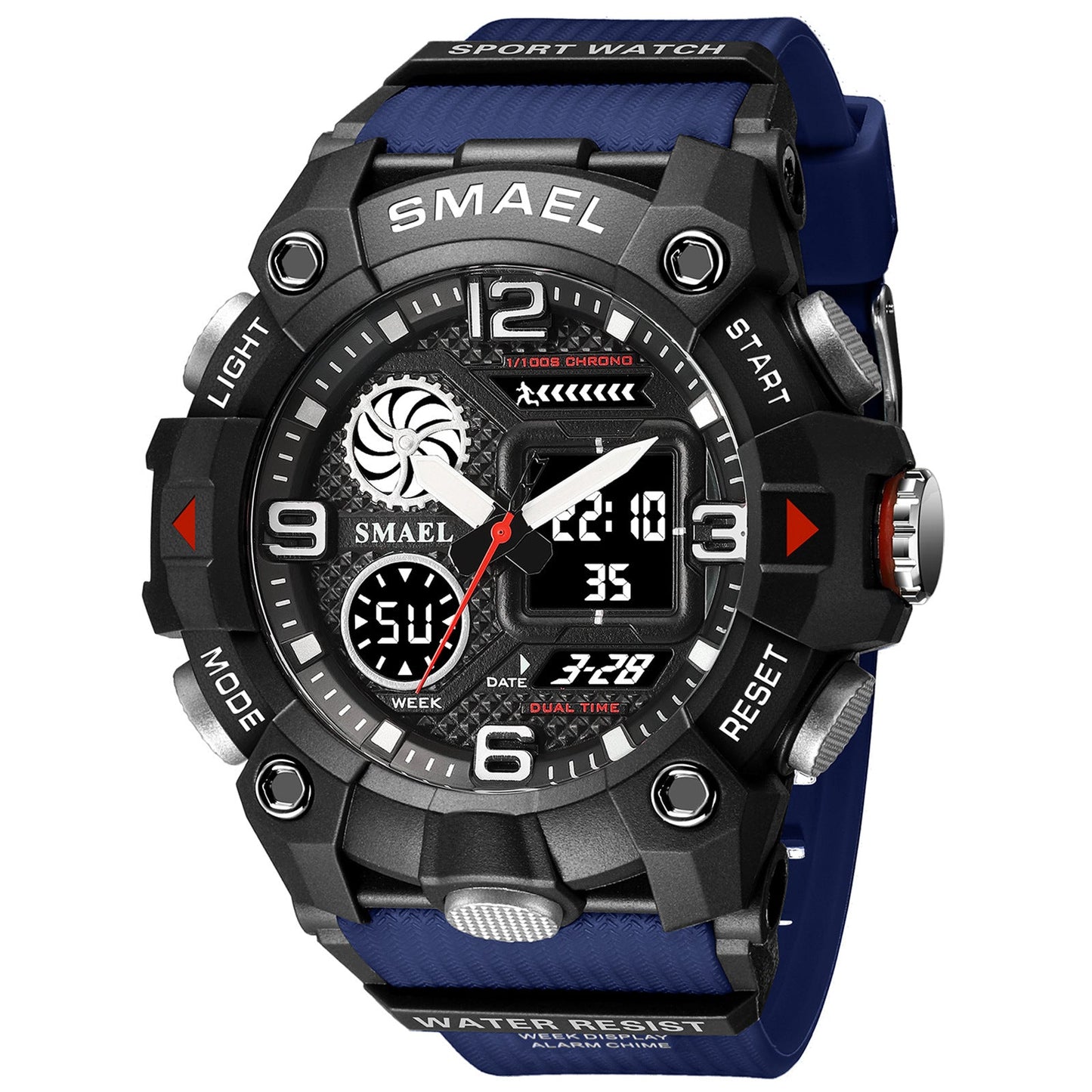 Reloj deportivo para hombre con doble hora, resistente al agua 50M, relojes militares, cronógrafo, alarma, reloj de pulsera para el ejército