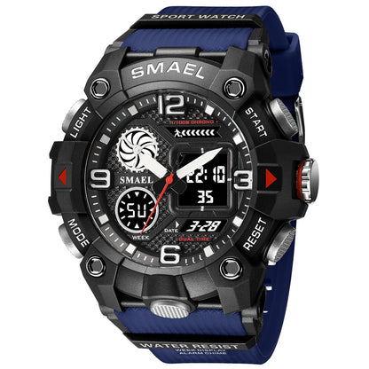 Reloj deportivo para hombre con doble hora, resistente al agua 50M, relojes militares, cronógrafo, alarma, reloj de pulsera para el ejército