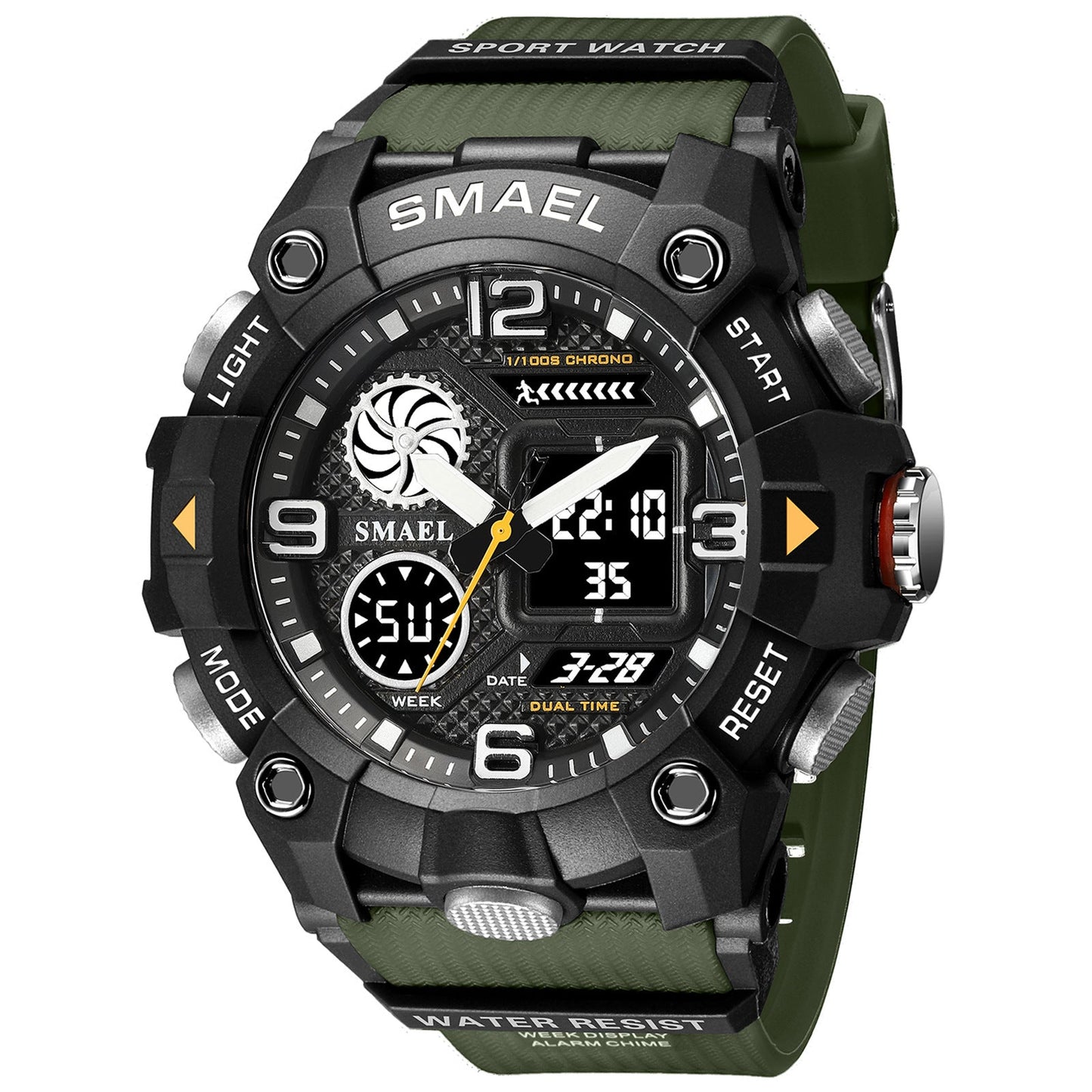 Reloj deportivo para hombre con doble hora, resistente al agua 50M, relojes militares, cronógrafo, alarma, reloj de pulsera para el ejército