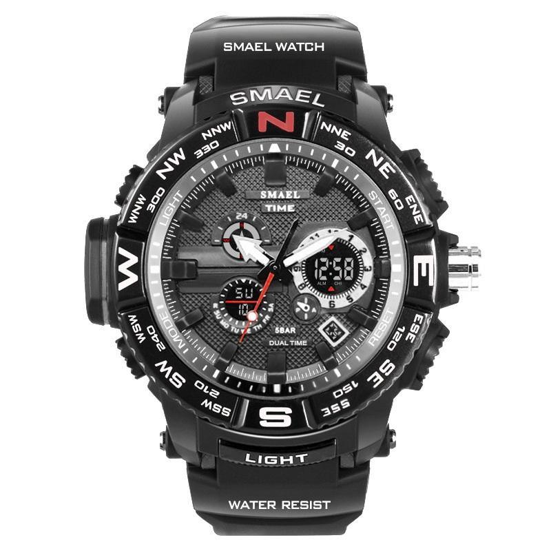 Nuevo reloj deportivo de lujo con pantalla dual LED digital analógica electrónica de cuarzo y protección resistente al agua de 30 m
