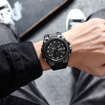 Reloj electrónico de cuarzo multifuncional para hombre, con doble pantalla, resistente al agua, para deportes al aire libre, resistente a los golpes, para estudiantes