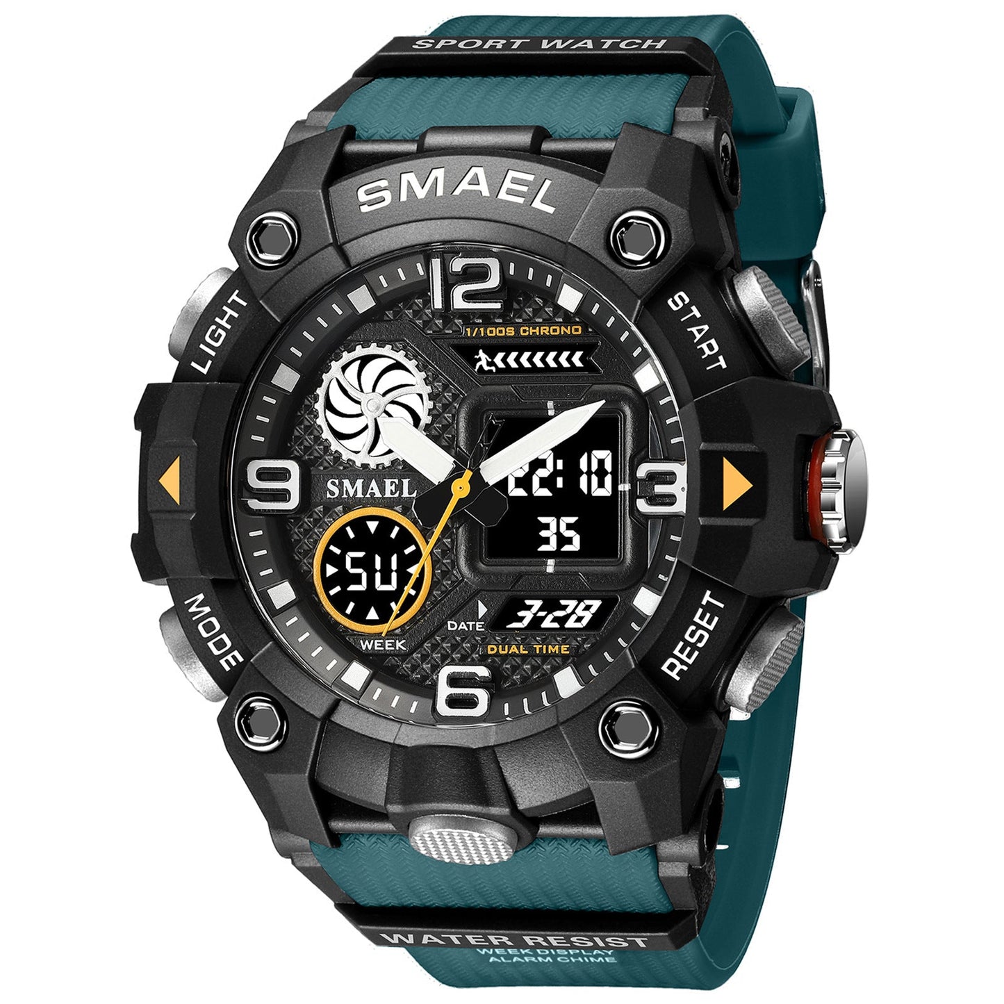 Reloj deportivo para hombre con doble hora, resistente al agua 50M, relojes militares, cronógrafo, alarma, reloj de pulsera para el ejército