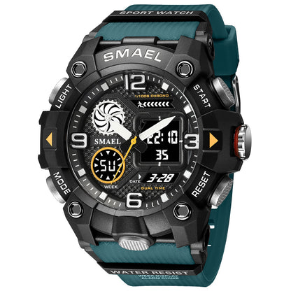 Reloj deportivo para hombre con doble hora, resistente al agua 50M, relojes militares, cronógrafo, alarma, reloj de pulsera para el ejército