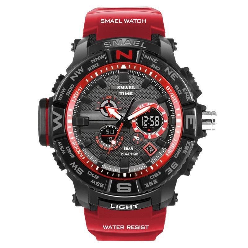 Nuevo reloj deportivo de lujo con pantalla dual LED digital analógica electrónica de cuarzo y protección resistente al agua de 30 m