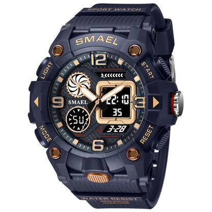Reloj deportivo para hombre con doble hora, resistente al agua 50M, relojes militares, cronógrafo, alarma, reloj de pulsera para el ejército
