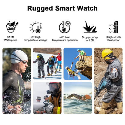 Reloj inteligente ROCK resistente para hombres, reloj deportivo para exteriores, impermeable, rastreador de actividad física, monitor de presión arterial, reloj inteligente