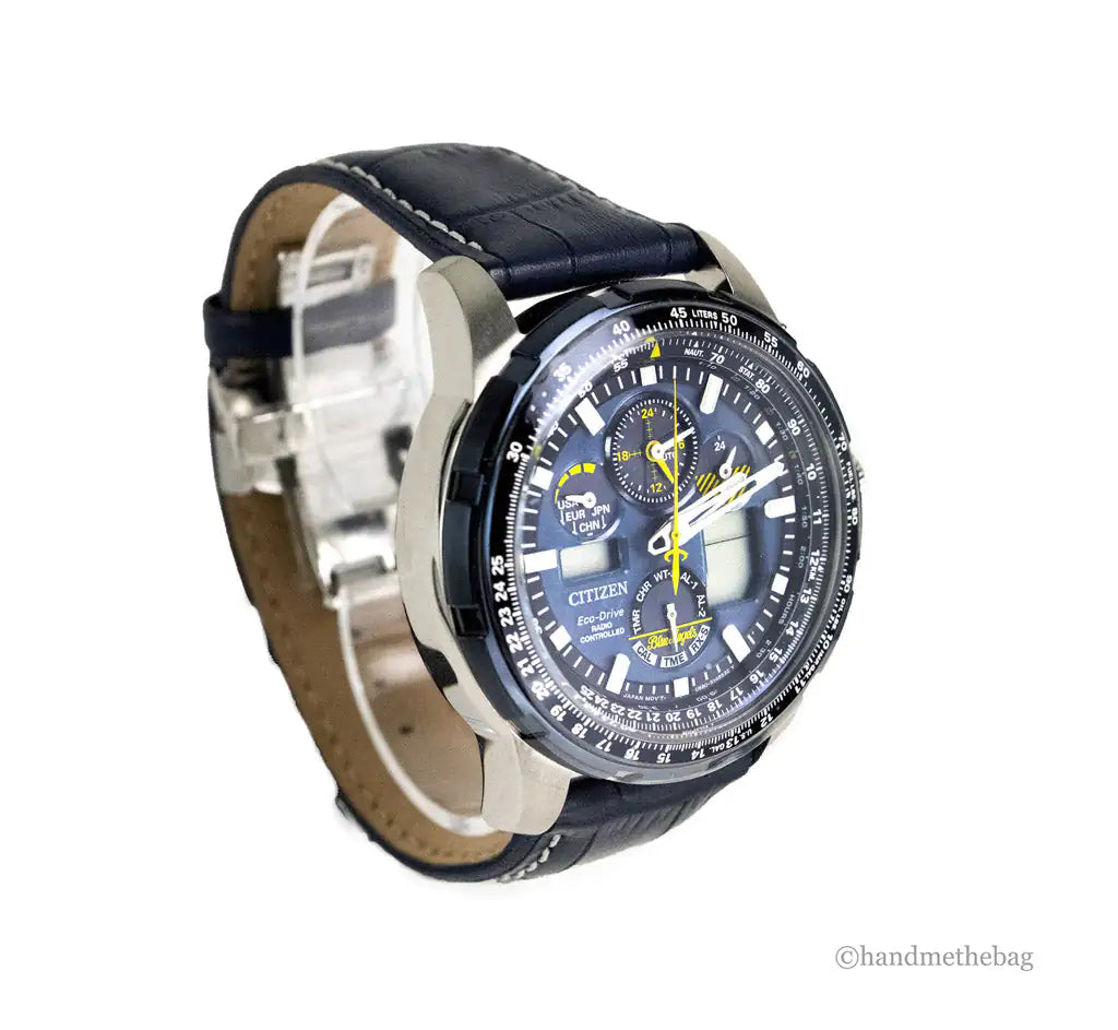 Montre Citizen Blue Angels Skyhawk AT avec bracelet en cuir imprimé crocodile