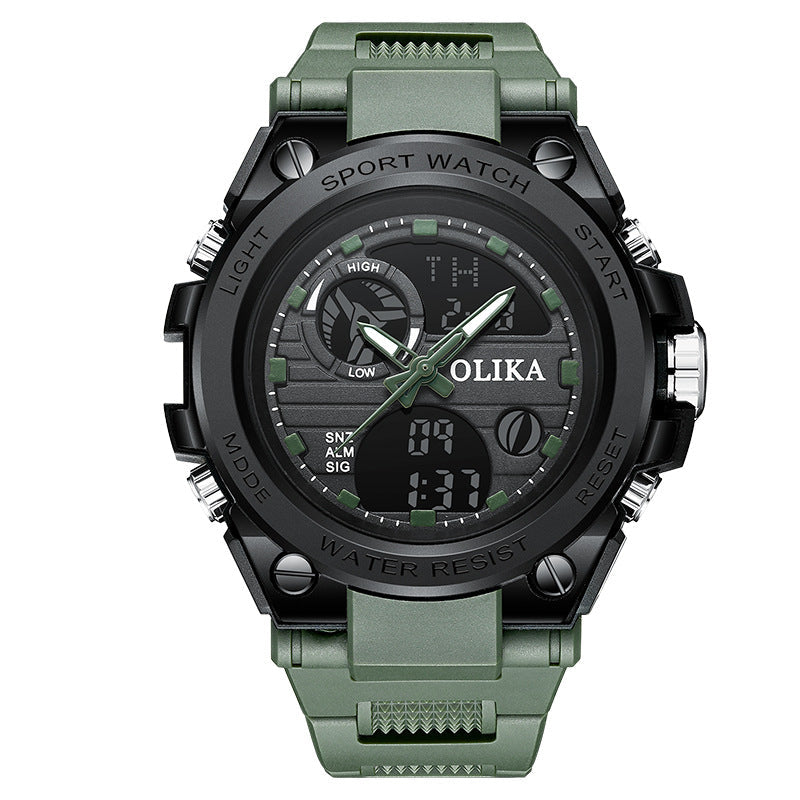 Reloj electrónico de cuarzo multifuncional para hombre, con doble pantalla, resistente al agua, para deportes al aire libre, resistente a los golpes, para estudiantes