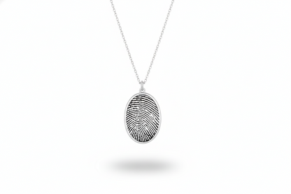 Actual Fingerprint and  Handwriting Necklace - Sterling Silver Memorial Jewelry