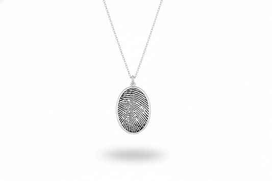 Actual Fingerprint and  Handwriting Necklace - Sterling Silver Memorial Jewelry