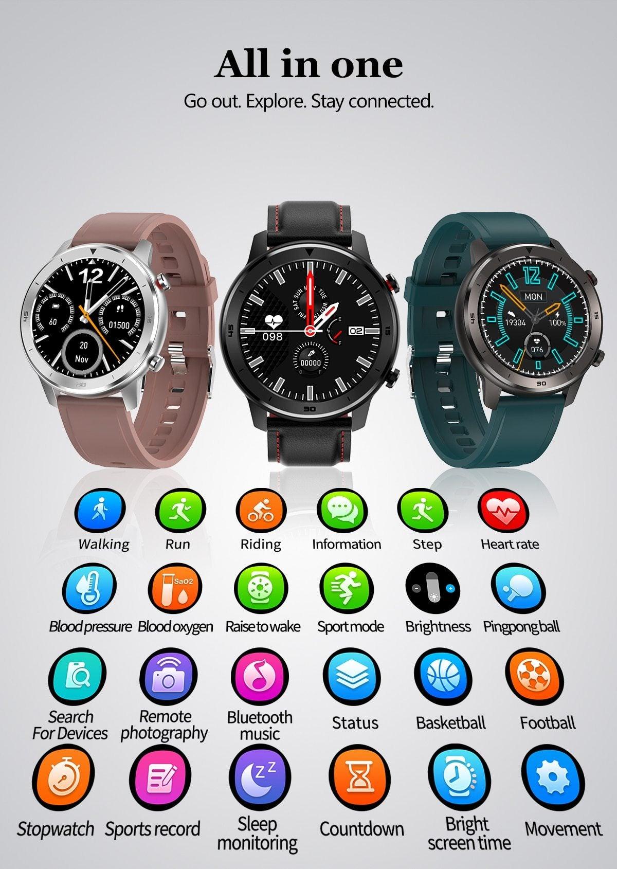 Reloj inteligente moderno de pantalla táctil redonda completa para hombres, estilo de lujo para negocios, con protección IP68 impermeable y monitor de presión arterial y frecuencia cardíaca, 5 días en espera