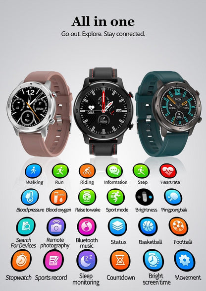 Reloj inteligente moderno de pantalla táctil redonda completa para hombres, estilo de lujo para negocios, con protección IP68 impermeable y monitor de presión arterial y frecuencia cardíaca, 5 días en espera