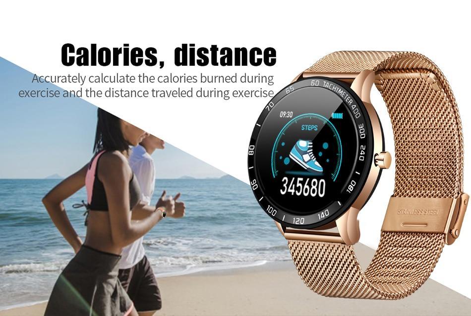 Reloj inteligente moderno de lujo para hombres y mujeres con pantalla LED a color y rastreador de presión arterial y frecuencia cardíaca con modo multifunción y rastreador de actividad física