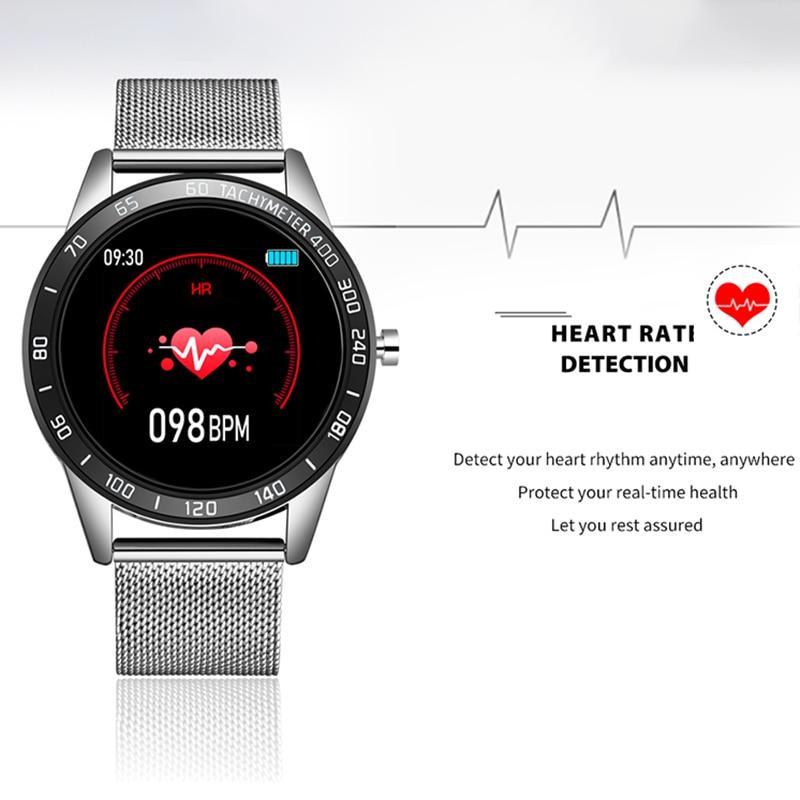 Reloj inteligente moderno de lujo para hombres y mujeres con pantalla LED a color y rastreador de presión arterial y frecuencia cardíaca con modo multifunción y rastreador de actividad física