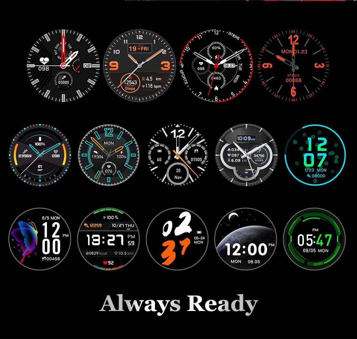 Reloj inteligente moderno de pantalla táctil redonda completa para hombres, estilo de lujo para negocios, con protección IP68 impermeable y monitor de presión arterial y frecuencia cardíaca, 5 días en espera