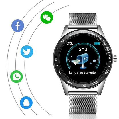 Reloj inteligente moderno de lujo para hombres y mujeres con pantalla LED a color y rastreador de presión arterial y frecuencia cardíaca con modo multifunción y rastreador de actividad física