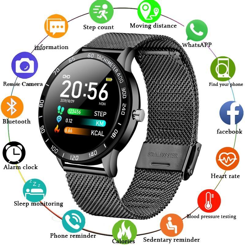 Reloj inteligente moderno de lujo para hombres y mujeres con pantalla LED a color y rastreador de presión arterial y frecuencia cardíaca con modo multifunción y rastreador de actividad física