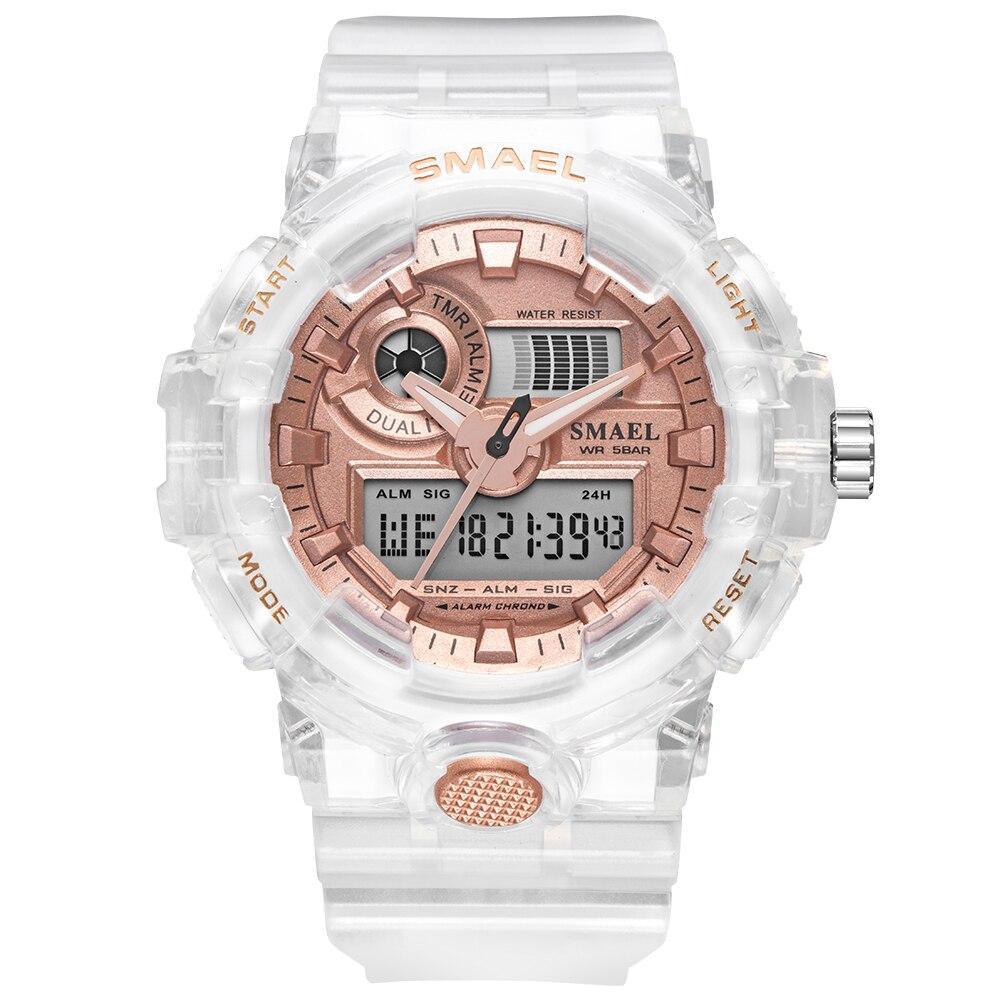 Montre Sport Digitale Homme et Femme Lumineuse Double Fuseau Horaire Étanche 5 Bars Montre-Bracelet Militaire Moderne pour Homme Avec Mode Nuit