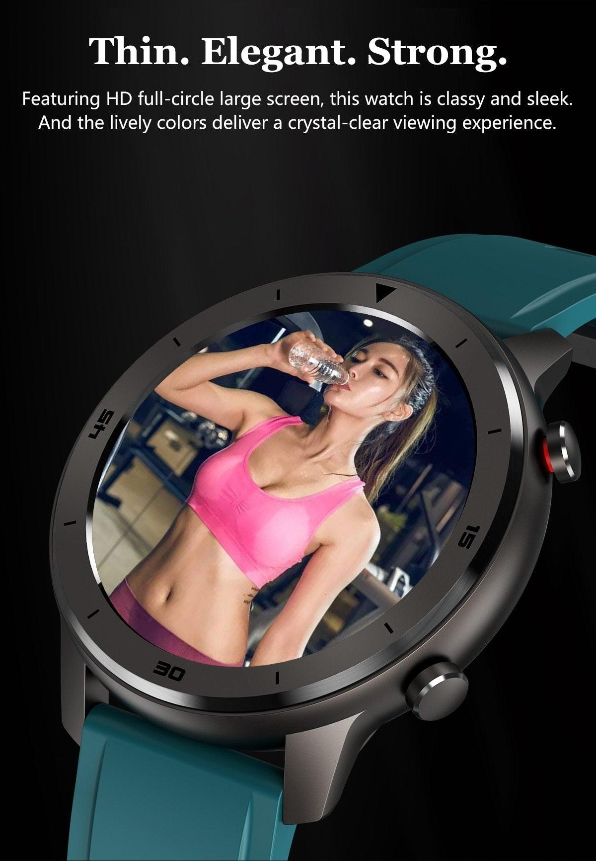 Reloj inteligente moderno de pantalla táctil redonda completa para hombres, estilo de lujo para negocios, con protección IP68 impermeable y monitor de presión arterial y frecuencia cardíaca, 5 días en espera