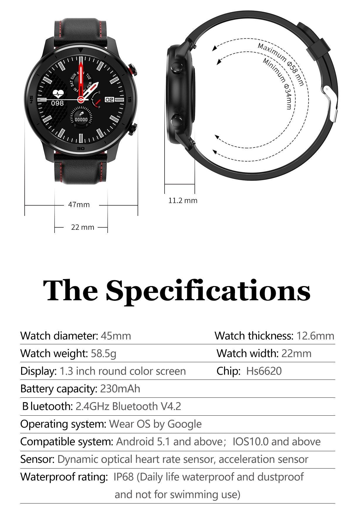 Reloj inteligente moderno de pantalla táctil redonda completa para hombres, estilo de lujo para negocios, con protección IP68 impermeable y monitor de presión arterial y frecuencia cardíaca, 5 días en espera