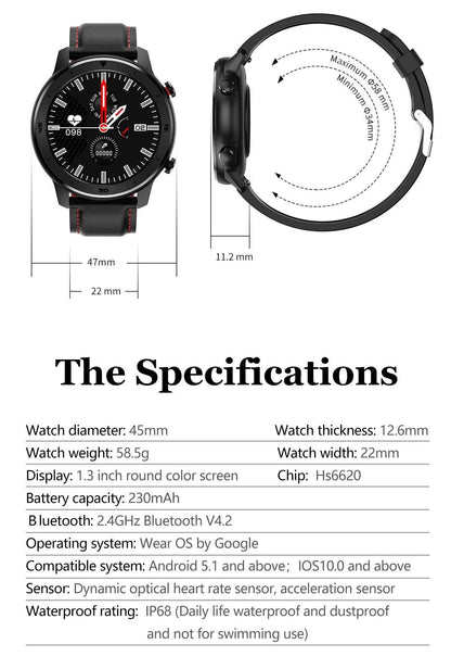 Reloj inteligente moderno de pantalla táctil redonda completa para hombres, estilo de lujo para negocios, con protección IP68 impermeable y monitor de presión arterial y frecuencia cardíaca, 5 días en espera