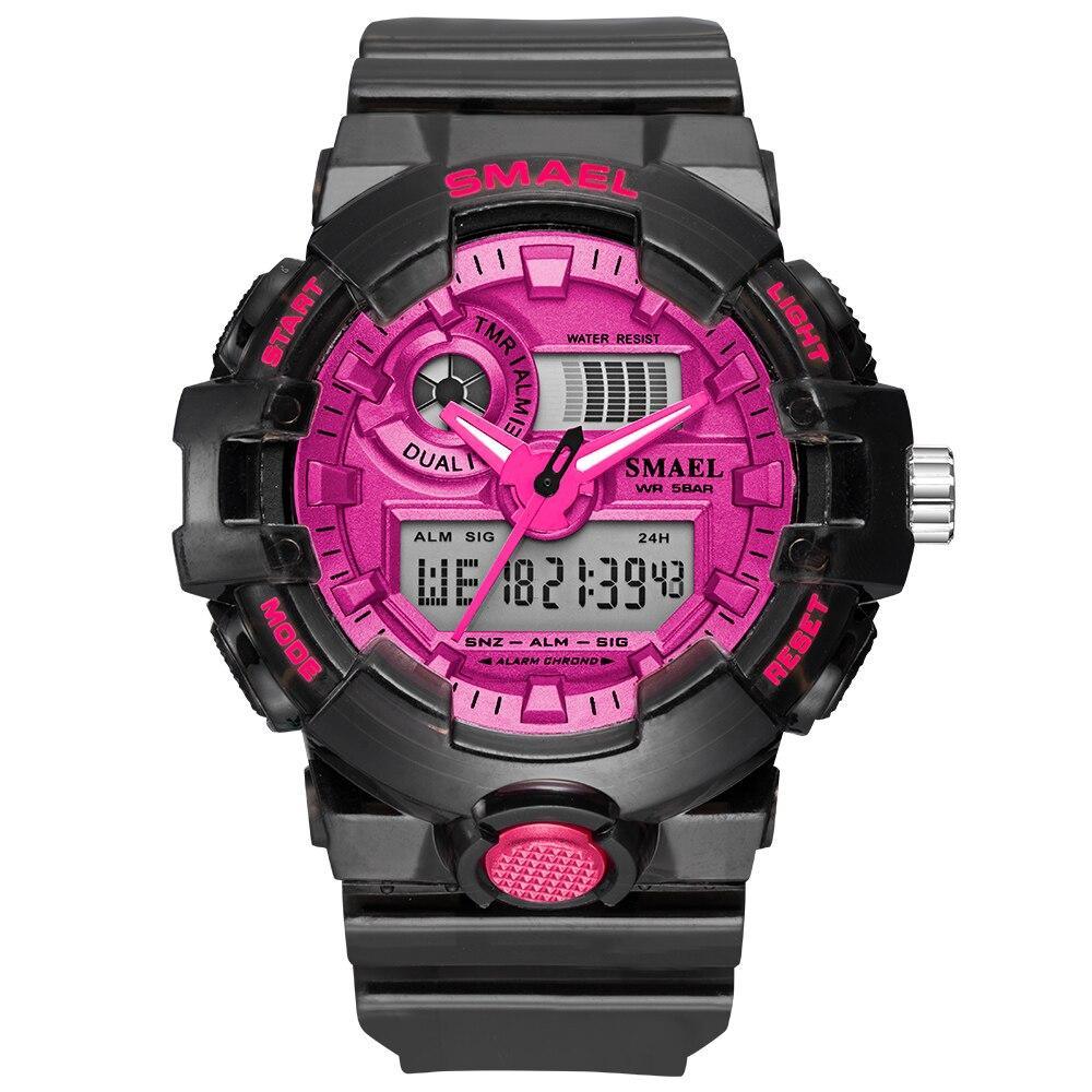 Montre Sport Digitale Homme et Femme Lumineuse Double Fuseau Horaire Étanche 5 Bars Montre-Bracelet Militaire Moderne pour Homme Avec Mode Nuit