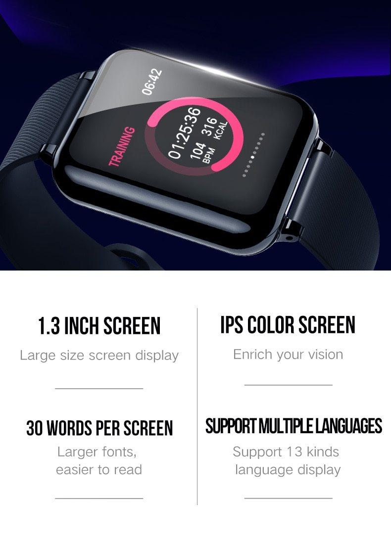 Reloj inteligente moderno B57 con protección impermeable IP67 y monitor de ritmo cardíaco y presión arterial, reloj deportivo unisex para hombres y mujeres