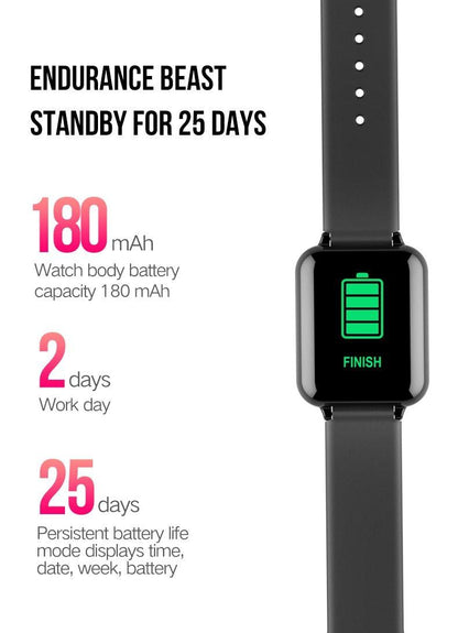 Reloj inteligente moderno B57 con protección impermeable IP67 y monitor de ritmo cardíaco y presión arterial, reloj deportivo unisex para hombres y mujeres