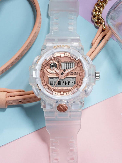 Montre Sport Digitale Homme et Femme Lumineuse Double Fuseau Horaire Étanche 5 Bars Montre-Bracelet Militaire Moderne pour Homme Avec Mode Nuit