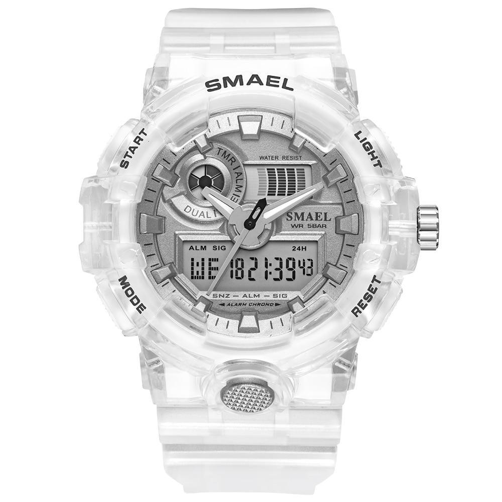 Montre Sport Digitale Homme et Femme Lumineuse Double Fuseau Horaire Étanche 5 Bars Montre-Bracelet Militaire Moderne pour Homme Avec Mode Nuit