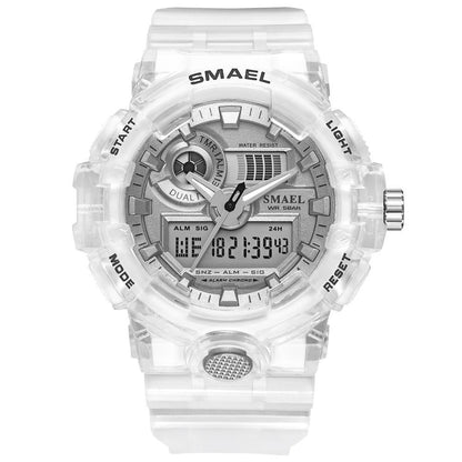 Montre Sport Digitale Homme et Femme Lumineuse Double Fuseau Horaire Étanche 5 Bars Montre-Bracelet Militaire Moderne pour Homme Avec Mode Nuit