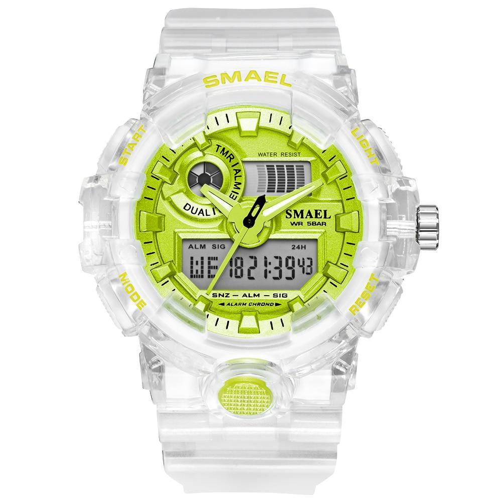Montre Sport Digitale Homme et Femme Lumineuse Double Fuseau Horaire Étanche 5 Bars Montre-Bracelet Militaire Moderne pour Homme Avec Mode Nuit