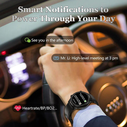 Reloj inteligente moderno de pantalla táctil redonda completa para hombres, estilo de lujo para negocios, con protección IP68 impermeable y monitor de presión arterial y frecuencia cardíaca, 5 días en espera