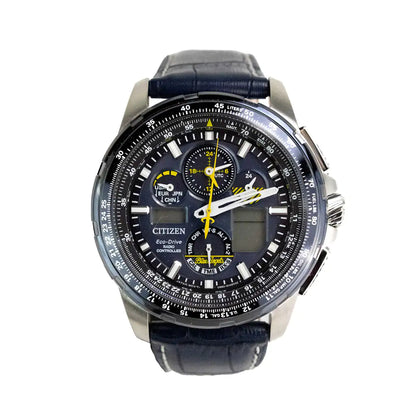 Montre Citizen Blue Angels Skyhawk AT avec bracelet en cuir imprimé crocodile