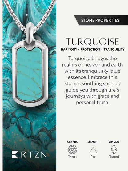 Turquoise Dog Tag Pendant Necklace