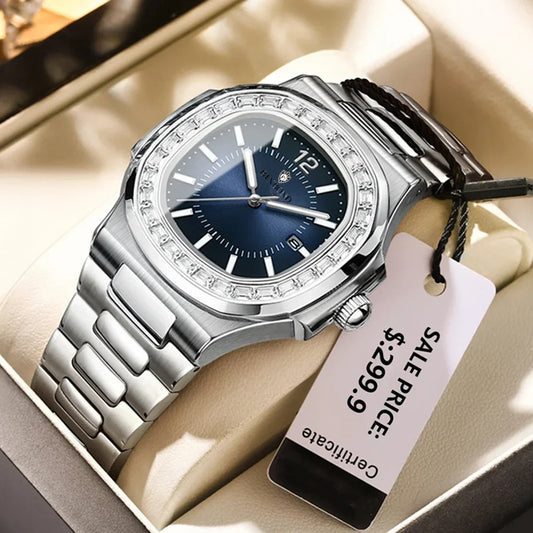 Luxury Digital New Diamond Watch For Man Fashion Quartz Wristwatches Mens Automatic Watches Man Gifts Clock Tudo Por 1 Real