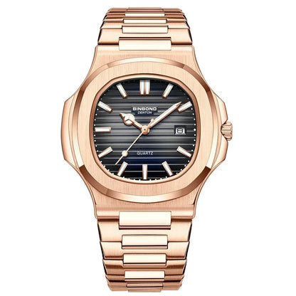 Nouvelle Suisse Homme Décontracté Or Rose Horloge Montre Homme Luxe Montres Automatiques Hommes Mode Montres-bracelets à Quartz Tudo Por 1 Real