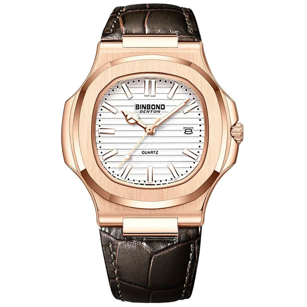Nuevos relojes de pulsera de cuarzo informales de negocios, reloj de oro rosa para hombre, reloj de lujo, relojes automáticos para hombre, Reloj Masculino negro