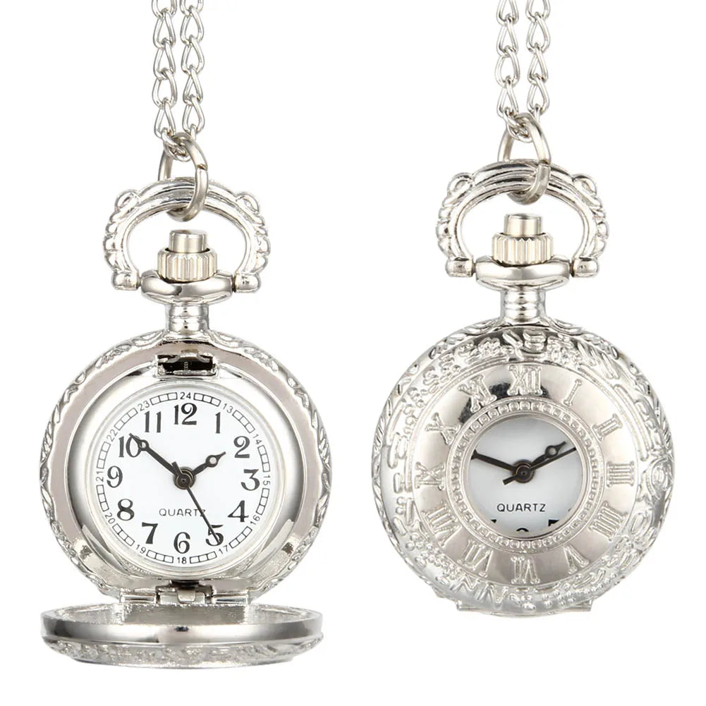 Montre de poche collier à chaîne avec affichage de l'heure double et chiffres en alliage, style vintage, cadeaux d'anniversaire